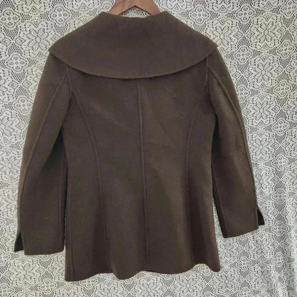 Vintage Talbots 100% wool shawl neck women's pea coat unlined 4 brown - Picture 2 of 7